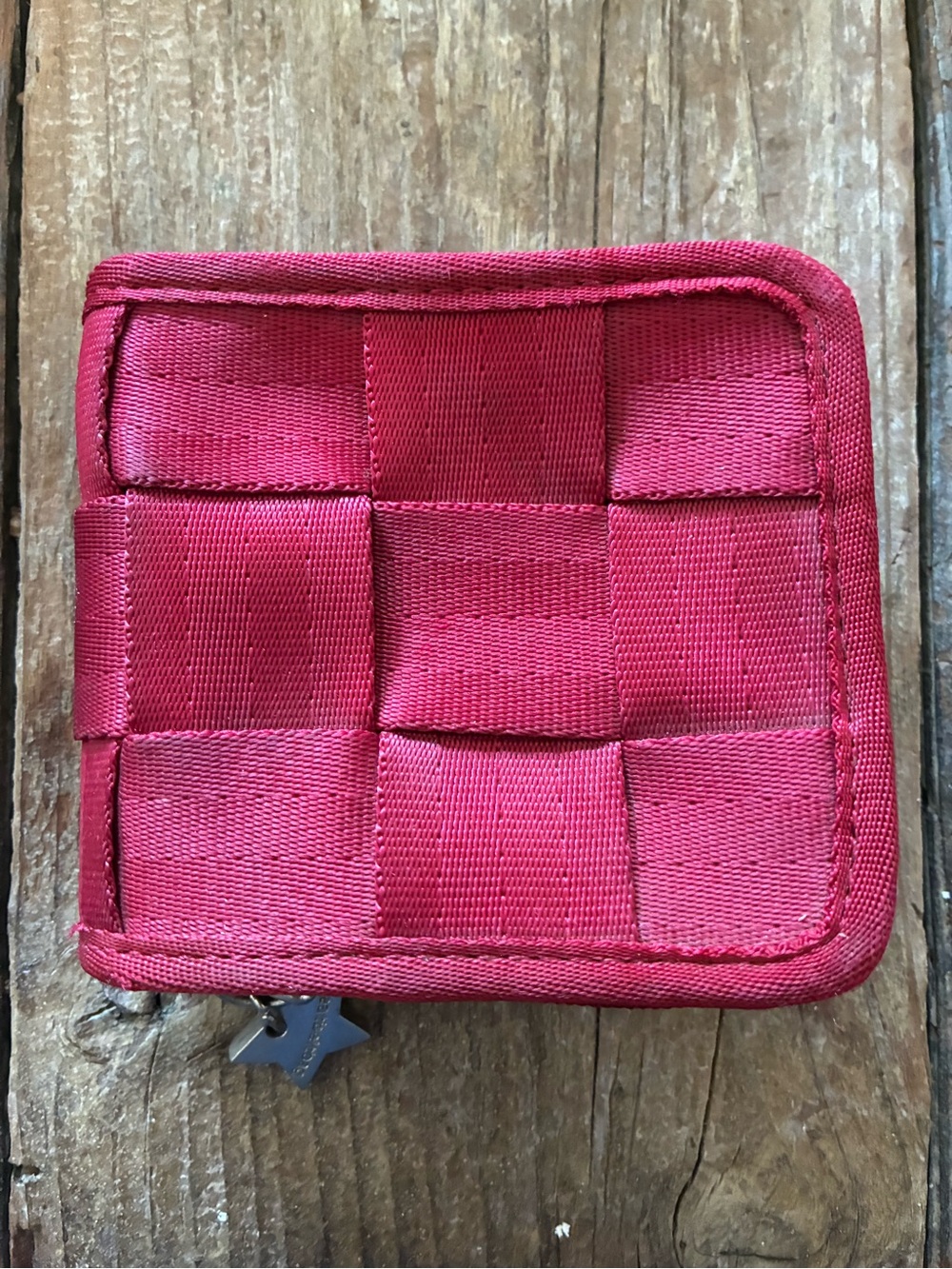 Woven Zip Card Case in Red
